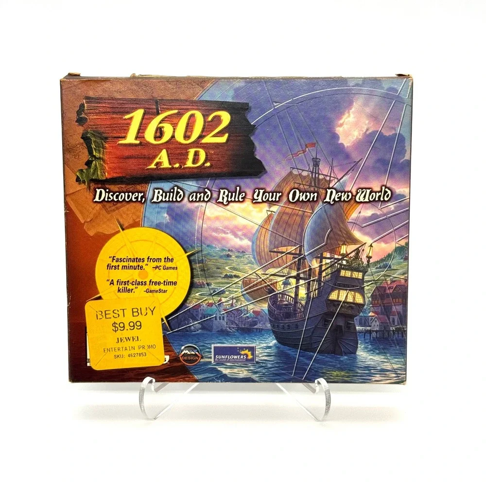 1602 A.D. PC CD-ROM Vintage Game Cardboard Sleeve Strategy Building Sunflowers